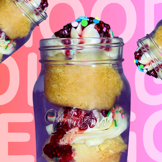 Raspberry Birthday Cake Cupcakes-in-a-Jar